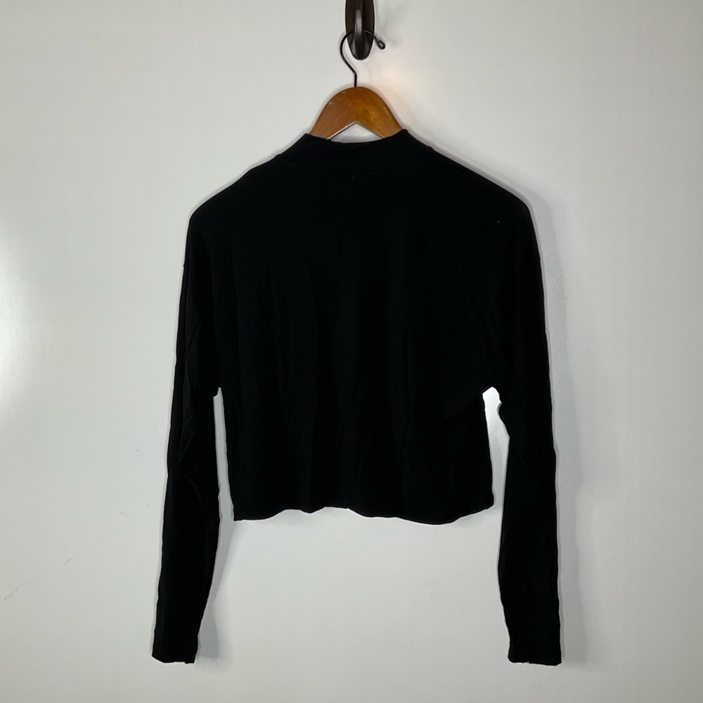 Wilfred Black Mock Neck Cropped Long Sleeve Top Size Xsmall